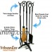 WoodEze FTKB05685TA 5 Piece Black Wrought Iron Fireplace Tool Set with Twist Design - B015JJVYO2
